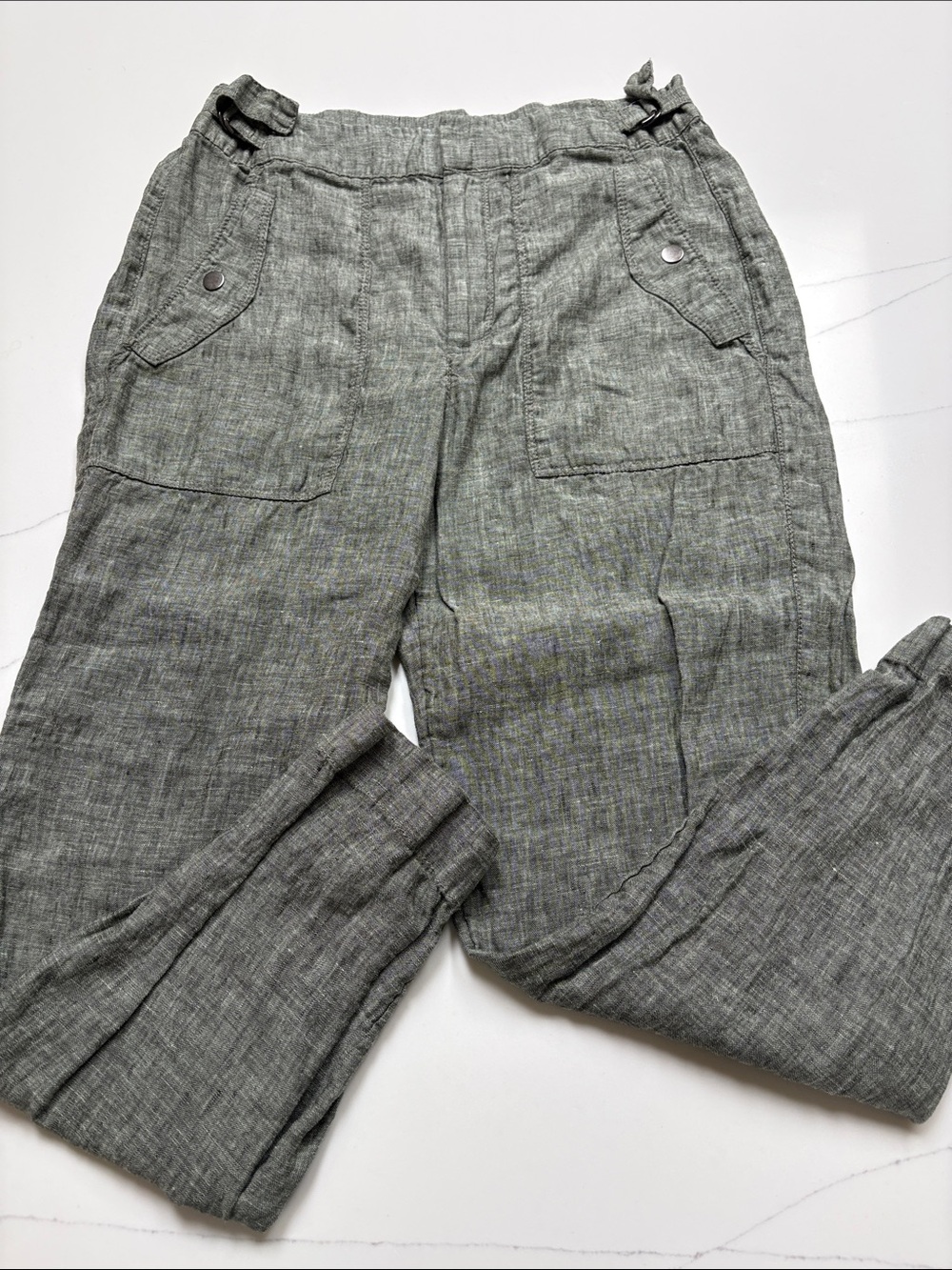 Athleta Green 100% Linen Pants